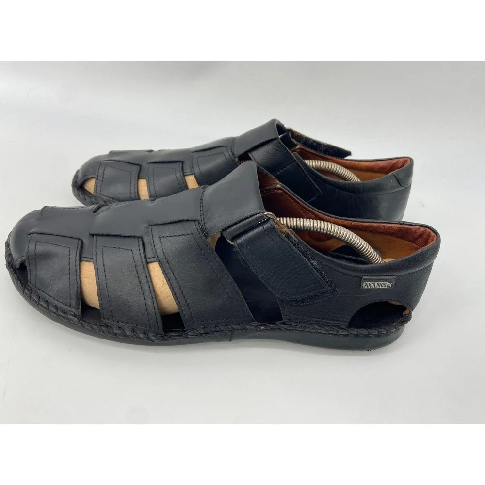 Pikolinos Fisherman Sandals Mens EU 45 US 11.5 Black Tarifa Casual Leather Spain